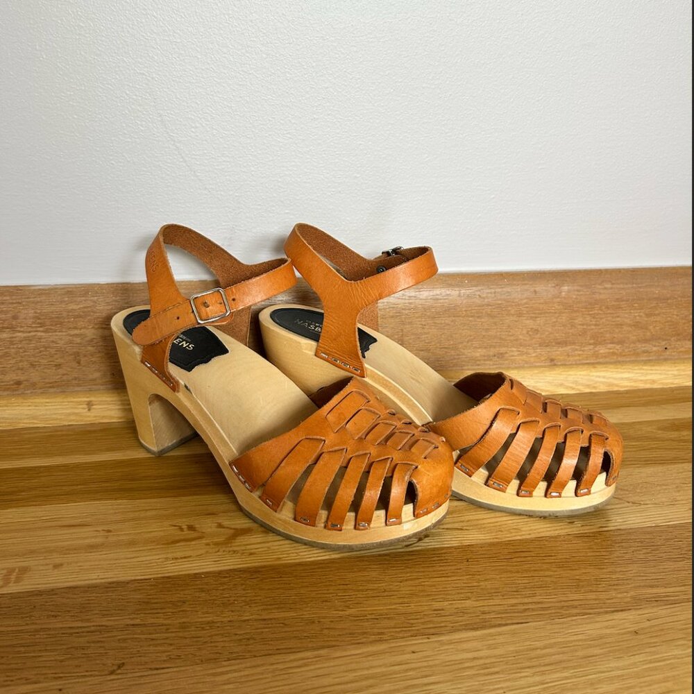 Swedish Hasbeens Tan Clog Heels